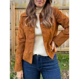 Rust Faux Fur Vintage Teddy Jacket Cognac